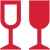 An icon showing two wine glasses, one empty, one full